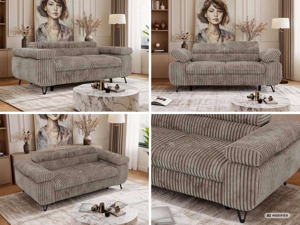 2-SITZER SOFA PETER - Hellbraun Cord - Hellbraun/Schwarz, Textil/Metall (200/76/99cm) - MKS