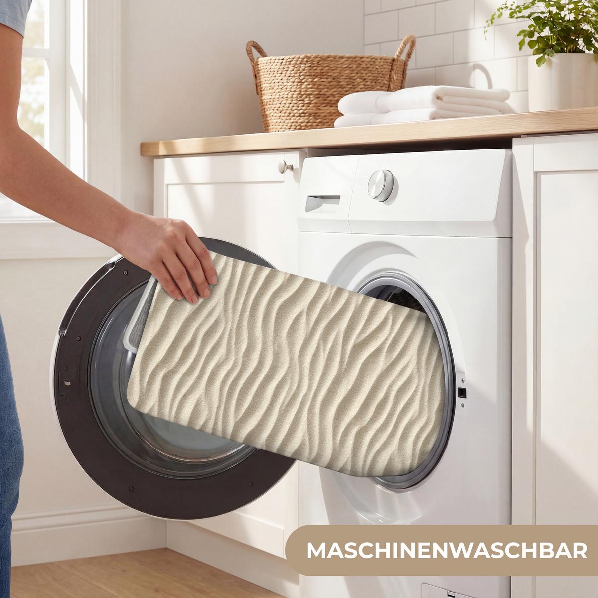 WC-VORLEGER Sand - Wellen - Beige WC Teppich 50x80 cm - Beige, Textil (50/1cm) - OnlyWow