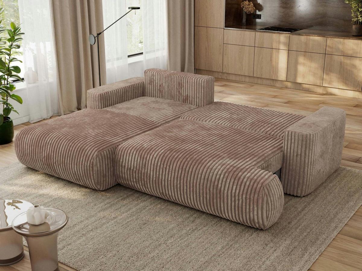 ECKSOFA OVO L Braun Cord - Links Seite - Schwarz/Braun, Kunststoff/Textil (271/195cm) - MKS