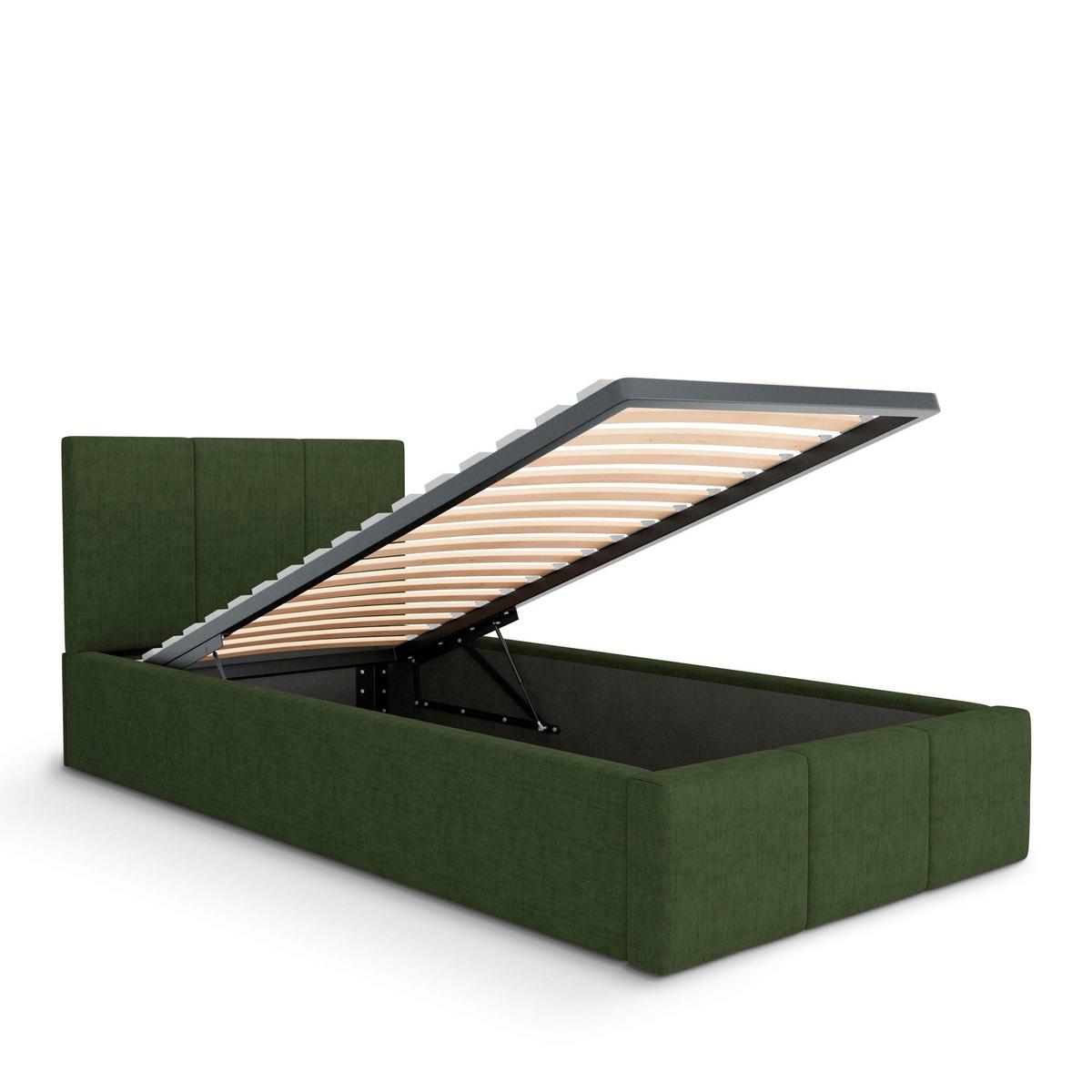 POLSTERBETT für Schlafzimmer Bett mit Stauraum Khaki 90x200 - Olivgrün, Holzwerkstoff/Metall (90/200cm) - Muralo