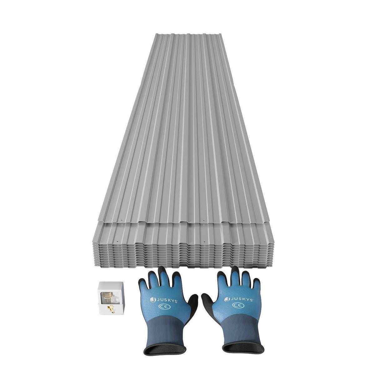 PROFILBLECH Grau 110x45 cm 14er-Set - Grau, Metall (45/110cm) - Juskys
