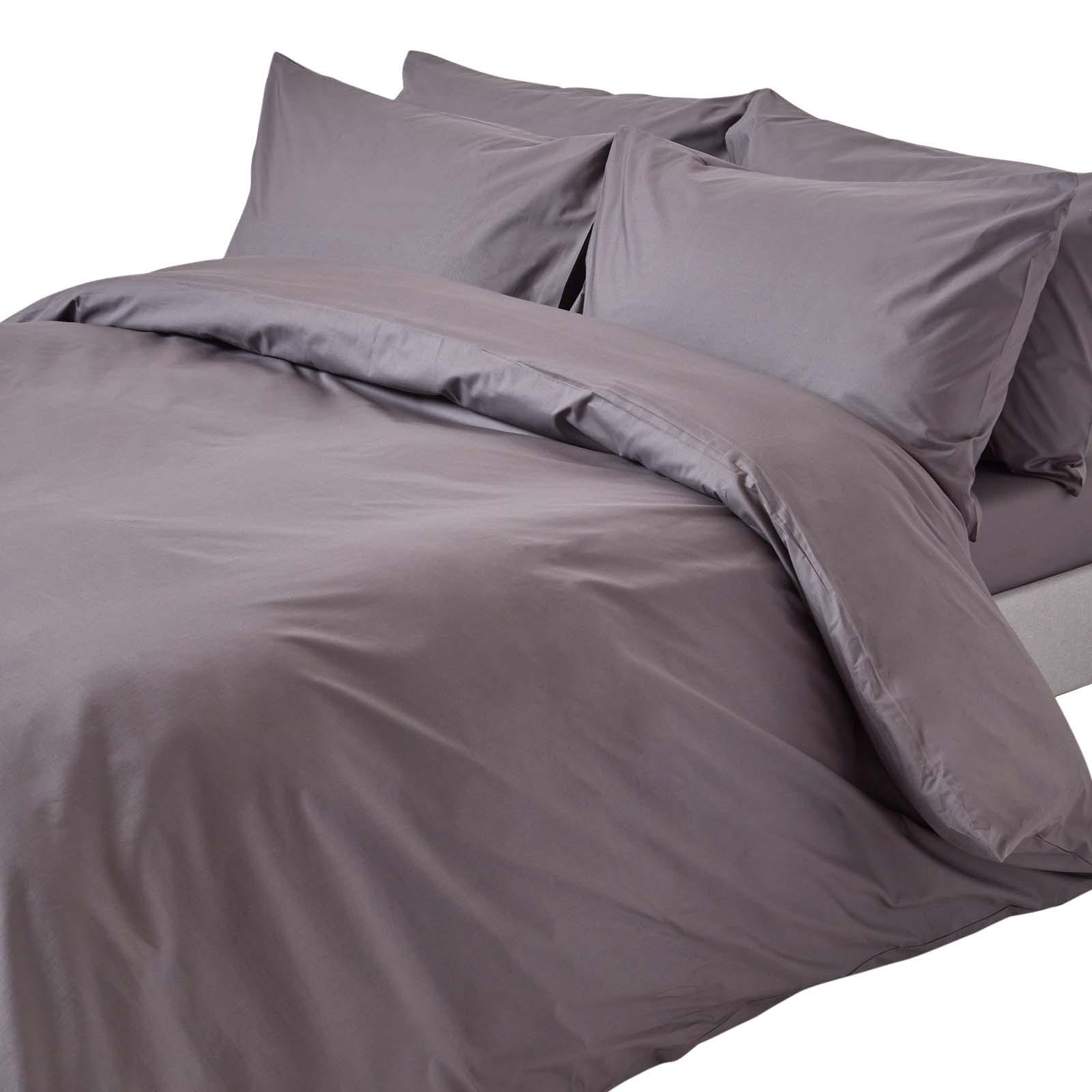 BETTWÄSCHE Perkal Fadendichte 200 - Dunkelgrau, Textil (135/200cm) - Homescapes