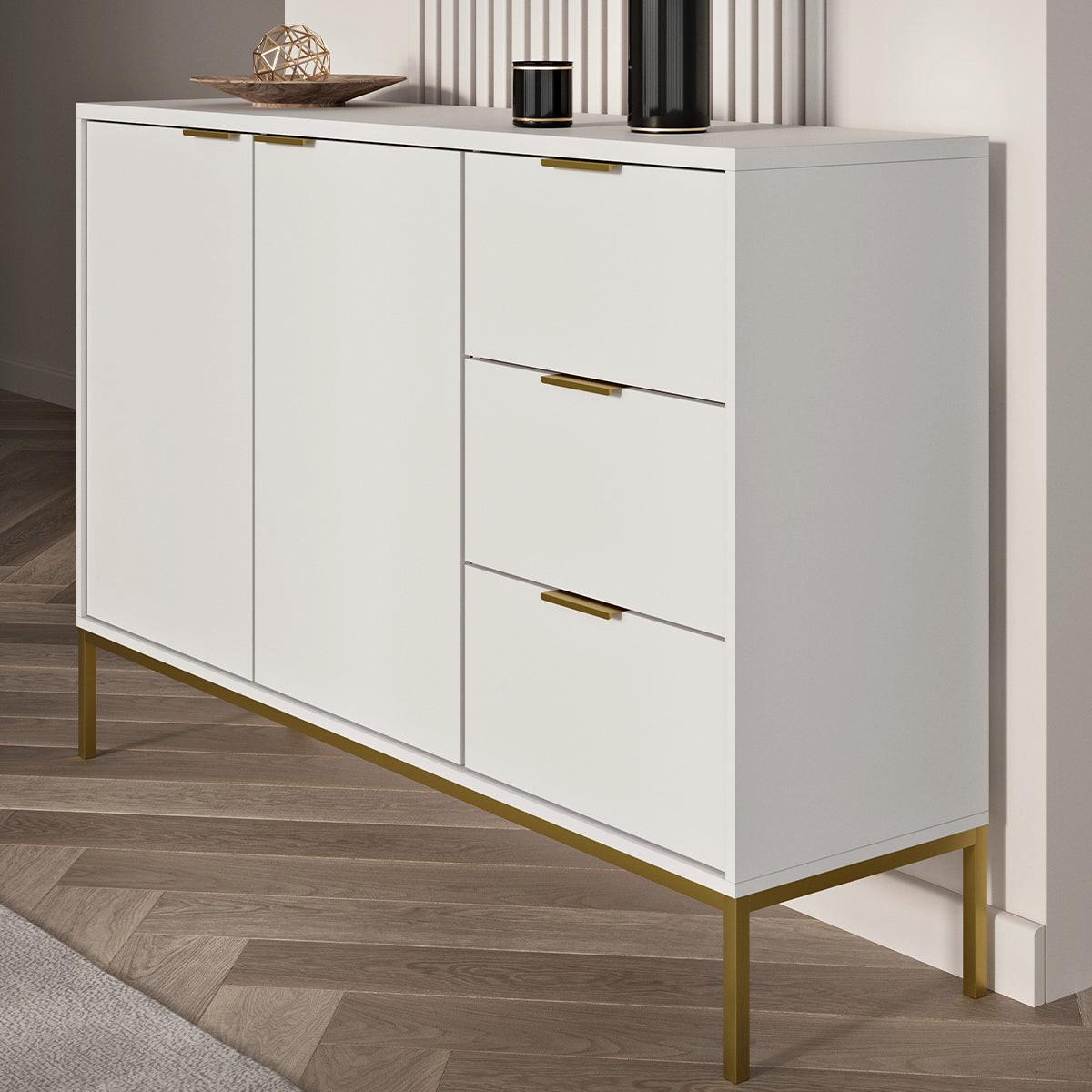 SIDEBOARD Seattle Weiß - Goldfarben/Weiß, Holzwerkstoff (150/100.4/40cm) - Petits-meubles