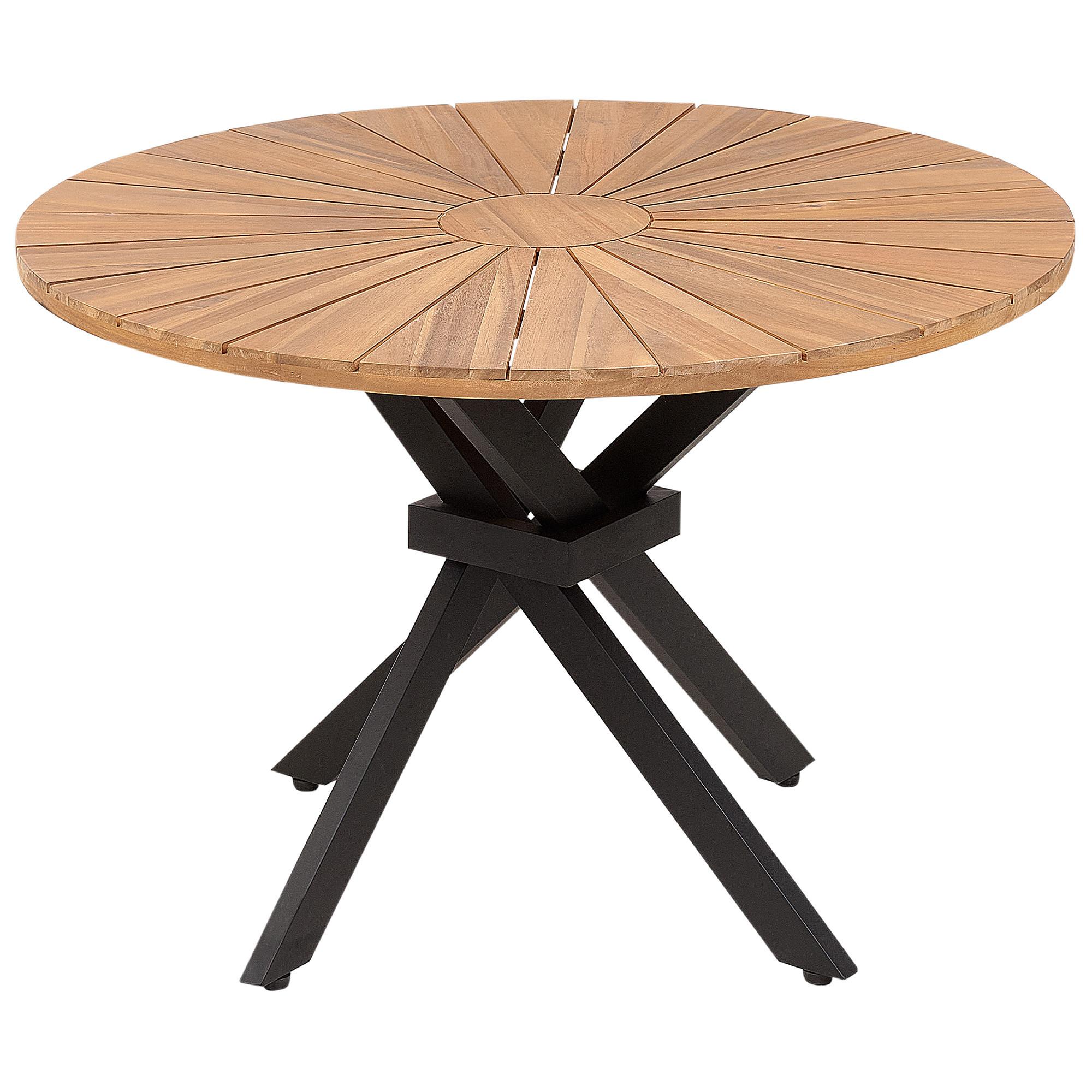 GARTENTISCH Heller Holzfarbton Cissone - Hellbraun/Schwarz, Holz (110/110/75cm) - Beliani