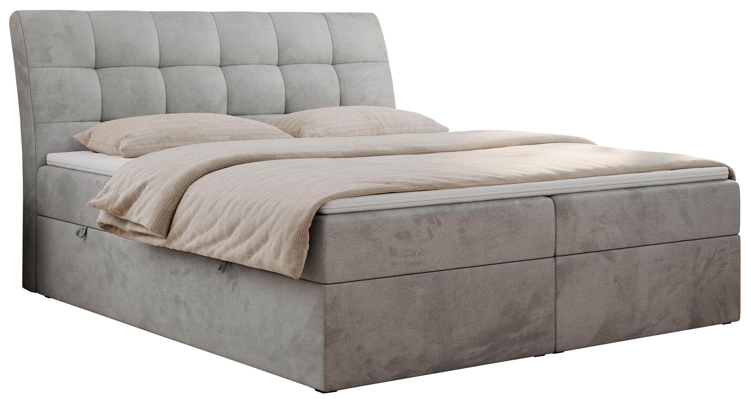 BOXBETT DIEGOS 200/200 Hellgrau Velvet - H4 - Hellgrau, Holz/Textil (200/200cm) - MKS