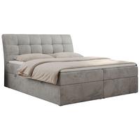 BOXBETT DIEGOS 160/200 Hellgrau Velvet - H4 - Hellgrau, Holz/Textil (160/200cm) - MKS