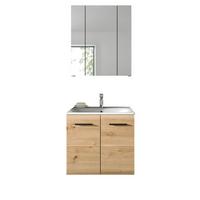 BADMÖBEL-SET 2-teilig in Artisan Eiche, Badkombination 60 x 185 cm, Cover - Schwarz/Eiche Artisan, Glas/Keramik (65/185/30cm) - Inn.Furn