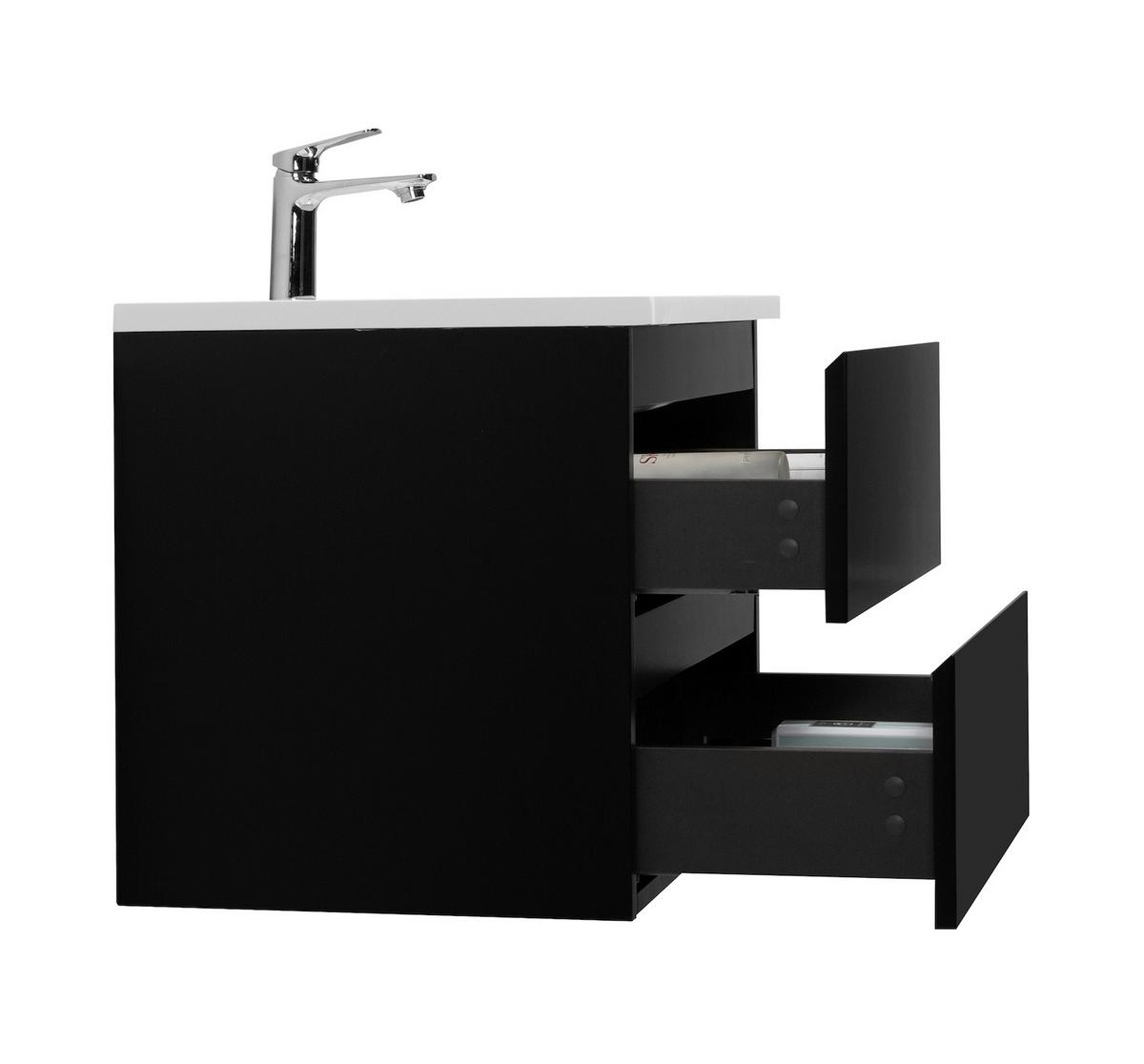 WASCHTISCHKOMBINATION Angela 2 Teile - Schwarz Matt - 60 x 48 x 52 cm - Schwarz/Weiß, Holz (60/52/48cm) - Badplaats