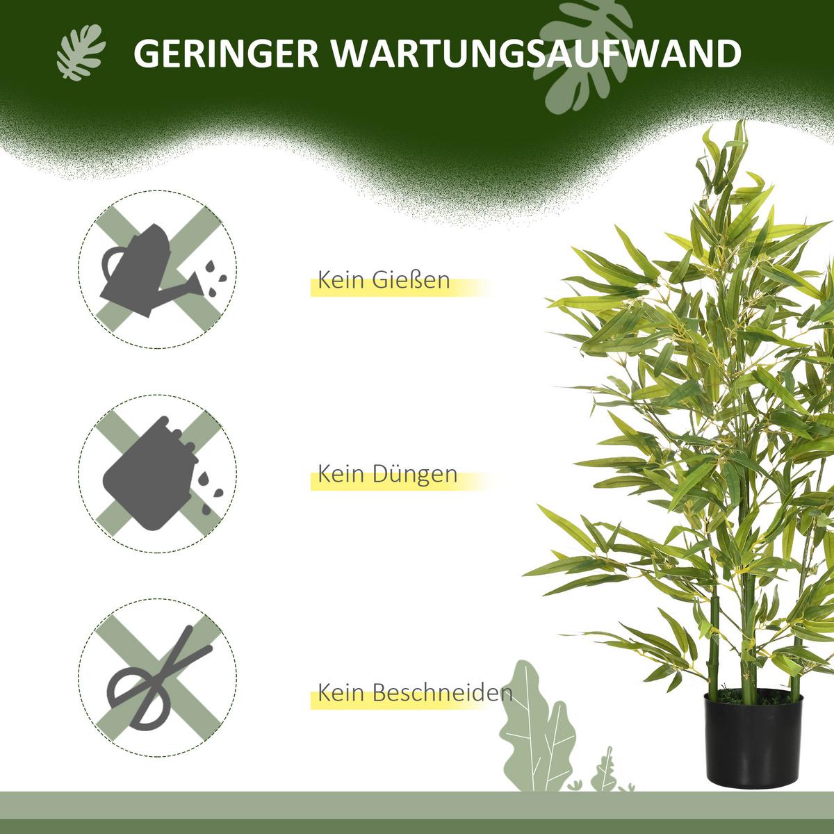 KÜNSTLICHER Bambus groß 90 cm Kunstpflanze - Grün, Kunststoff (90cm) - HOMCOM