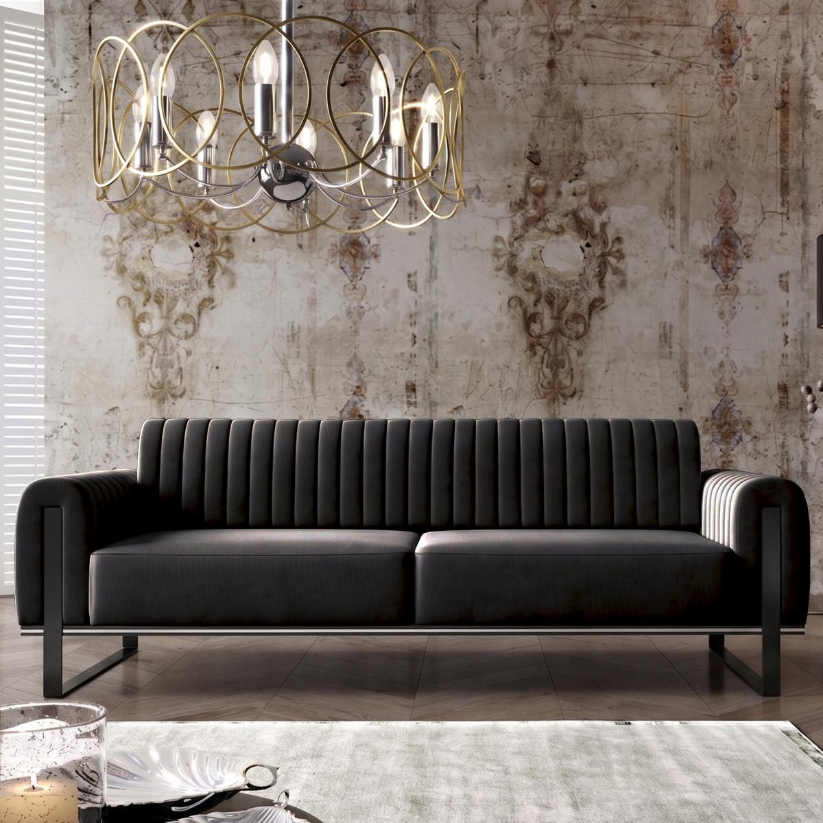 SOFA Parissa 228 cm - Schwarz, Textil/Metall (228/79/92cm) - Selsey