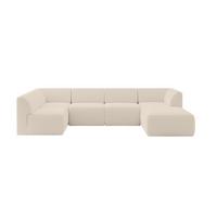 WOHNLANDSCHAFT Ottomane Rechts MOVO-L 345x180x78 cm Dunkelbegie Bouclé - Cappuccino, Holzwerkstoff/Kunststoff (180/78/345cm) - ALTDECOR