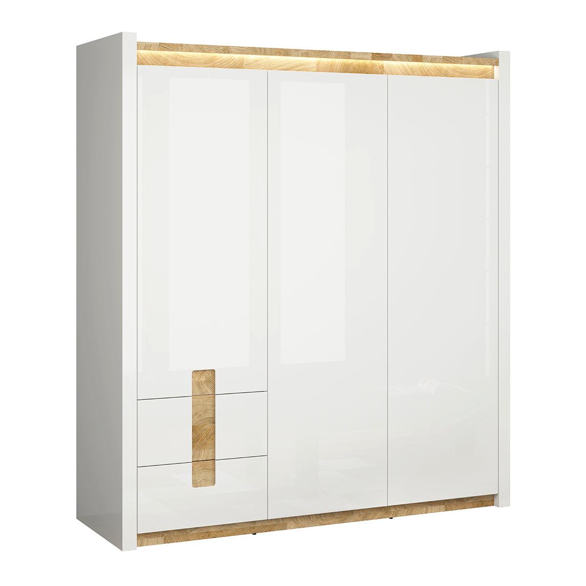 SCHRANK 3 Türen Helios Weiß und Holz - Weiß, Holzwerkstoff (180/202/60cm) - Petits-meubles