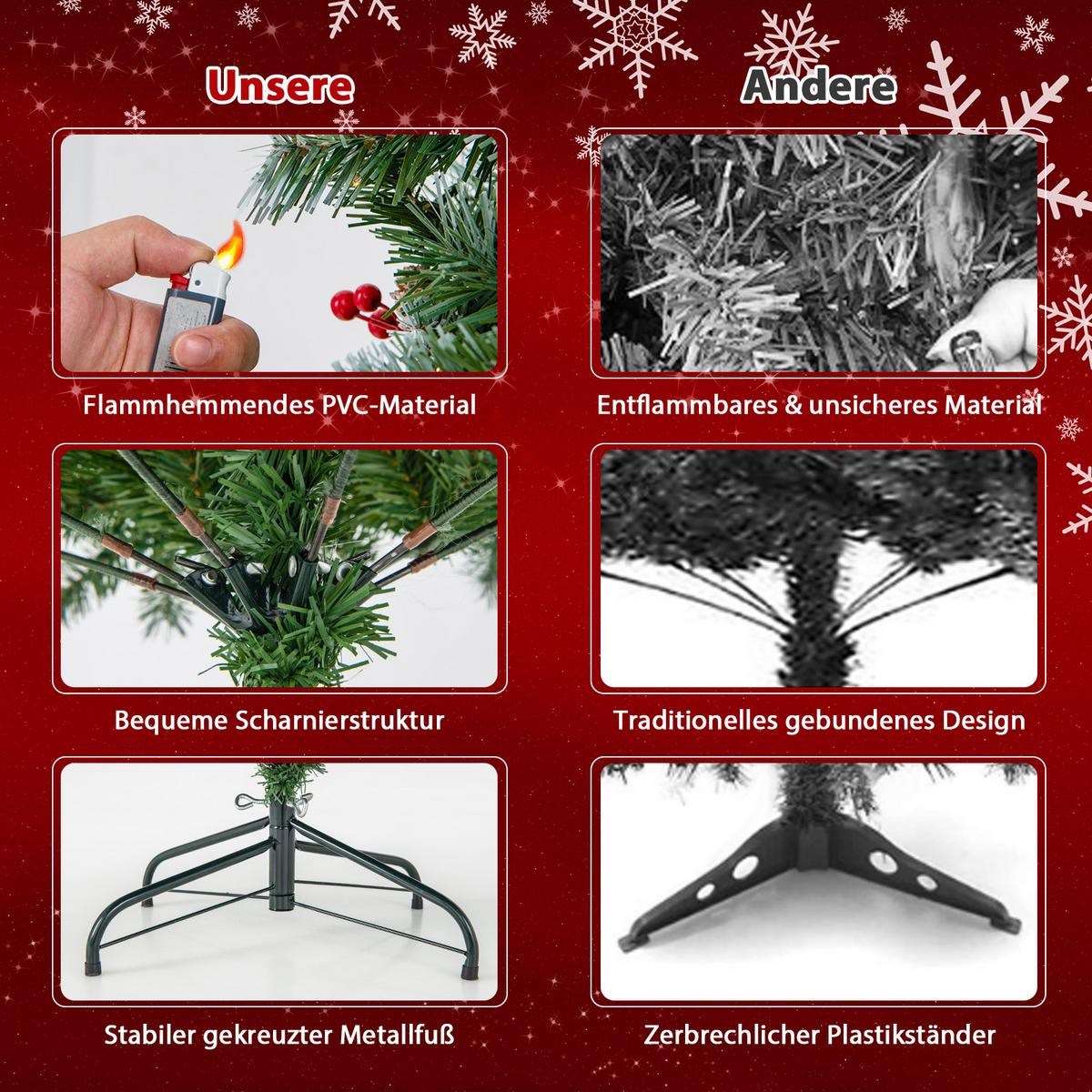 WEIHNACHTSBAUM 180cm Weiß - Grün, Kunststoff (180cm) - COSTWAY