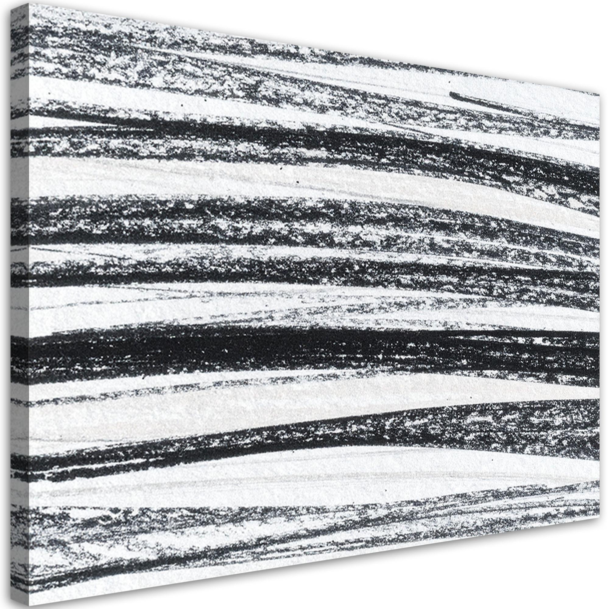 LEINWANDBILD Horizontale Linien Abstraktion 100x70cm - Schwarz, Textil (100/70cm) - Feeby