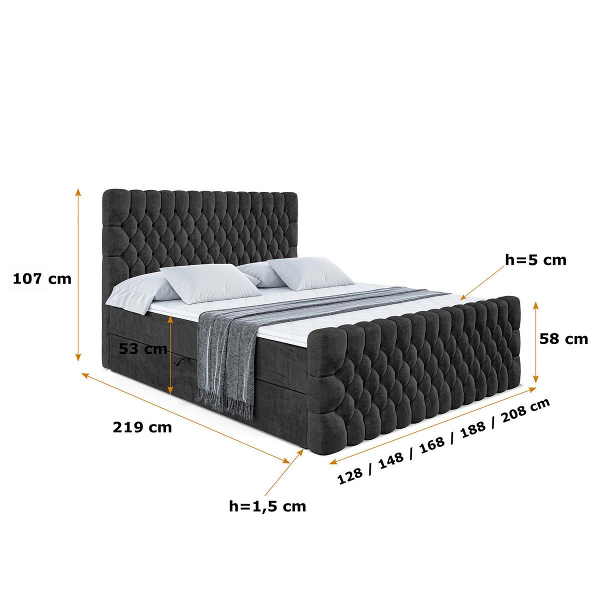 BOXBETT SERENE-Z - 180 x 200 - H3 - Schwarz - Schwarz, Holzwerkstoff (180/200cm) - ALTDECOR