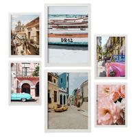 POSTER Set Mit 6 Kuba Wandbild A3 & A4 Weißer Rahmen - Weiß, Papier (29/3cm) - Nacnic