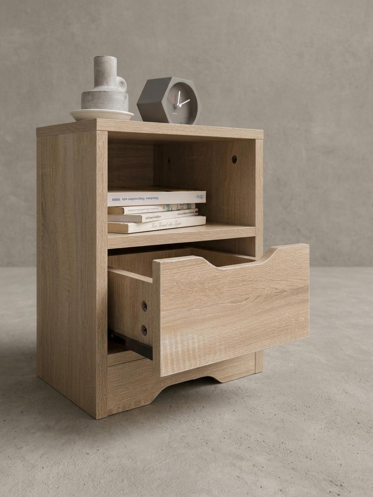NACHTTISCH Modern Schublade Ablage Kratzfest ILM, Beige 31x31x43 cm - Beige, Holz (31/43/31cm) - KADIMA DESIGN