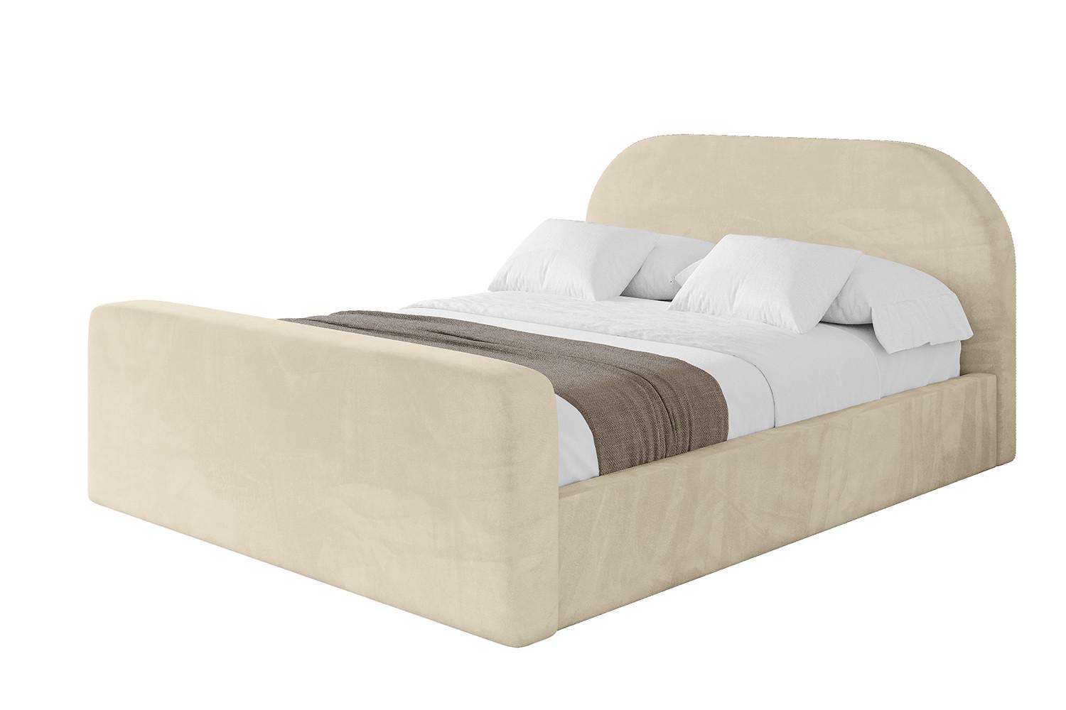 POLSTERBETT mit Bettkasten, Fußteil und Lattenrost, Boxbett ohne Matratze - TIVON-Z 180x200 Beige - Ecru, Holzwerkstoff/Textil (180/200cm) - ALTDECOR