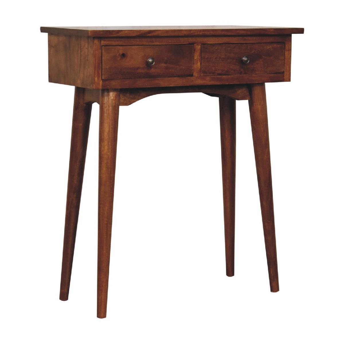 KONSOLENTISCH Mini, im Kastanienholz-Finish, mit 2 Schubladen, Braun - Messingfarben/Braun, Holz/Metall (30/70/78cm) - Artisan Furniture