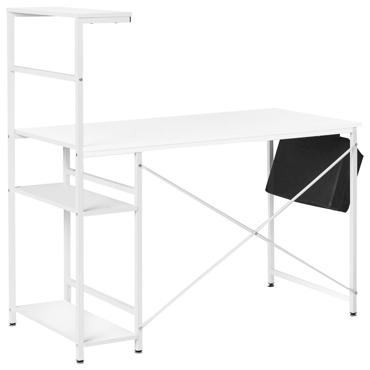 SCHREIBTISCH Weiß 120/60 cm mit Stauraum Aramingo - Weiß, Holzwerkstoff (60/120/120cm) - Beliani