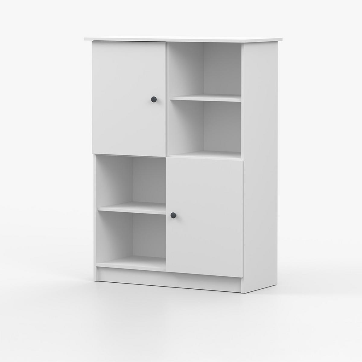 REGAL OLAF I 95cm/130cm/43cm Weiß, Griff Anthrazit - Anthrazit/Weiß, Holzwerkstoff/Metall (95/130/43cm) - imoebel24