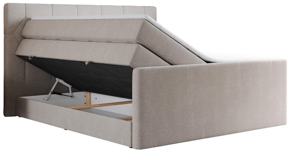 BOXSPRINGBETT KING EIGAR 140/200 Beige Struktur - H3 - Beige, Holz/Textil (140/200cm) - MKS