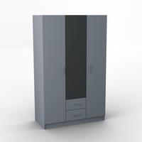 DREHTÜRENSCHRANK PINELLO 120/195/55cm 2-türig mit Spiegel Graphitfarben - Graphitfarben, Holzwerkstoff (120/195/55cm) - MASSENO