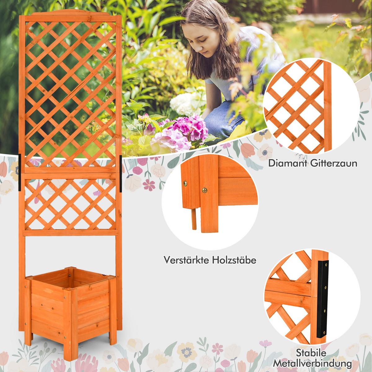 BLUMENKASTEN mit Rankgitter Orange - Orange, Holz (55/180/52cm) - COSTWAY