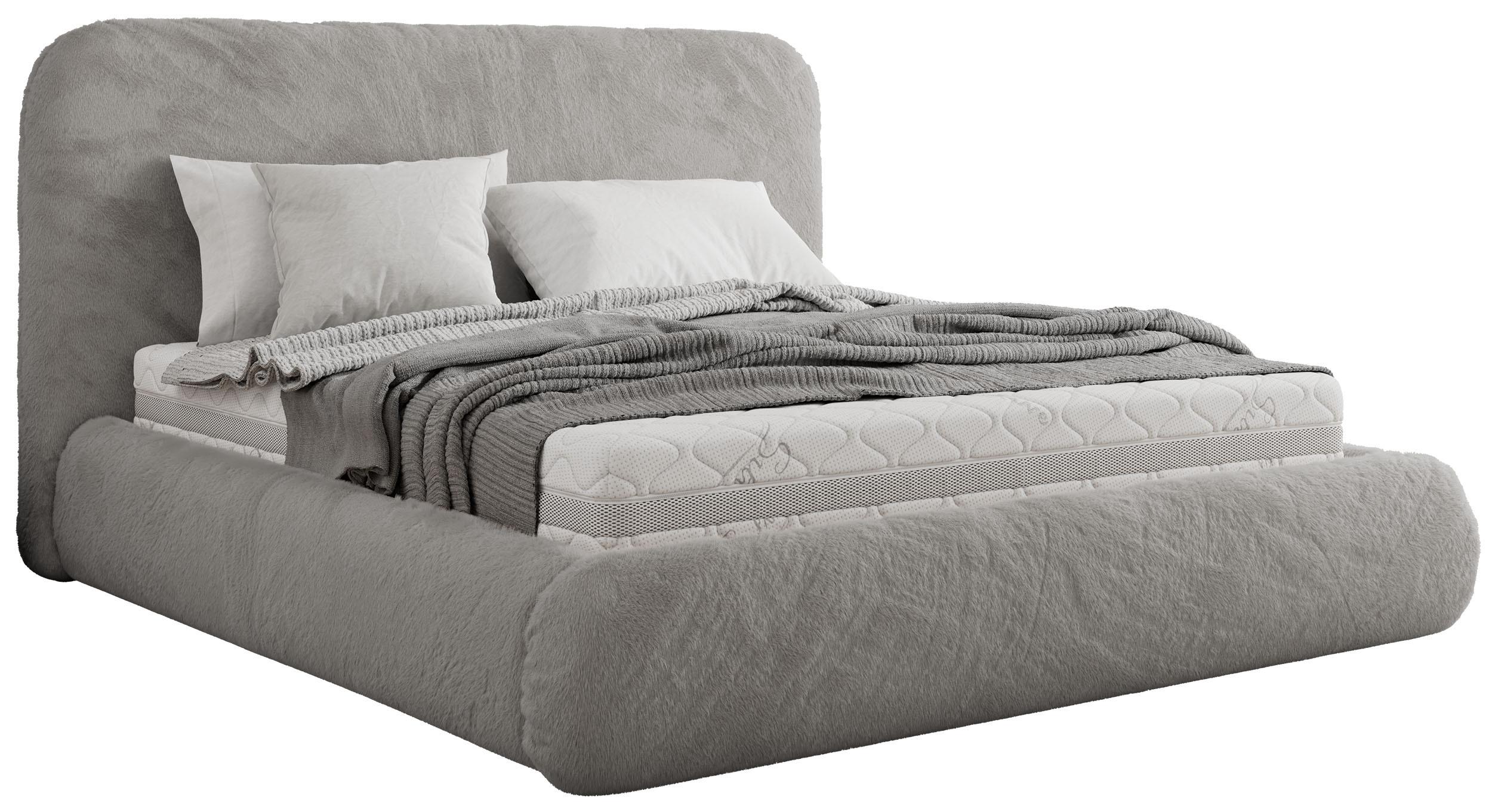 POLSTERBETT BENEA CLASSIC 140/200 - Hellgrau Plüsch - Schaum-Matratze - Hellgrau, Textil (140/200cm) - MKS