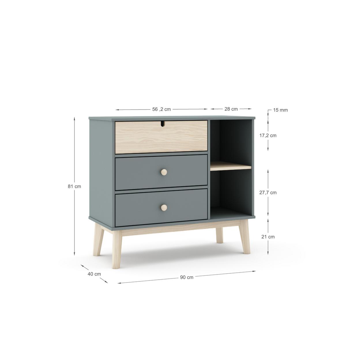 KOMMODE Estefania Grün 90/40/81 cm - Grün, Holz (40/81/90cm) - Calicosy