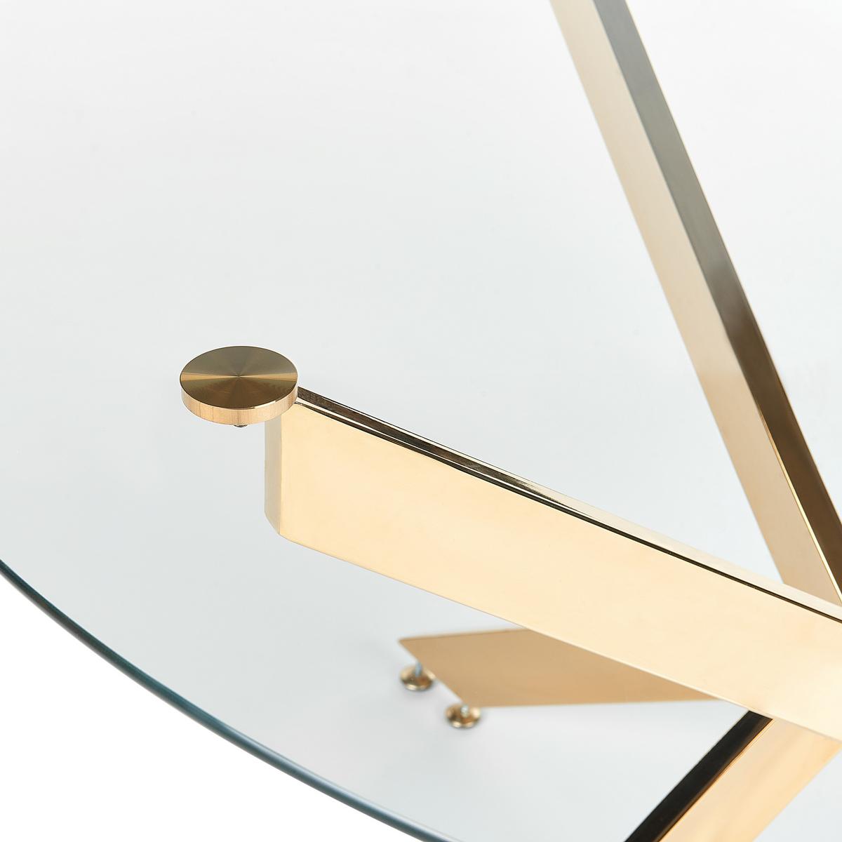 ESSTISCH 120/75 cm Transparent, goldfarben Rund Maramo - Transparent, Glas (120/120/75cm) - Beliani