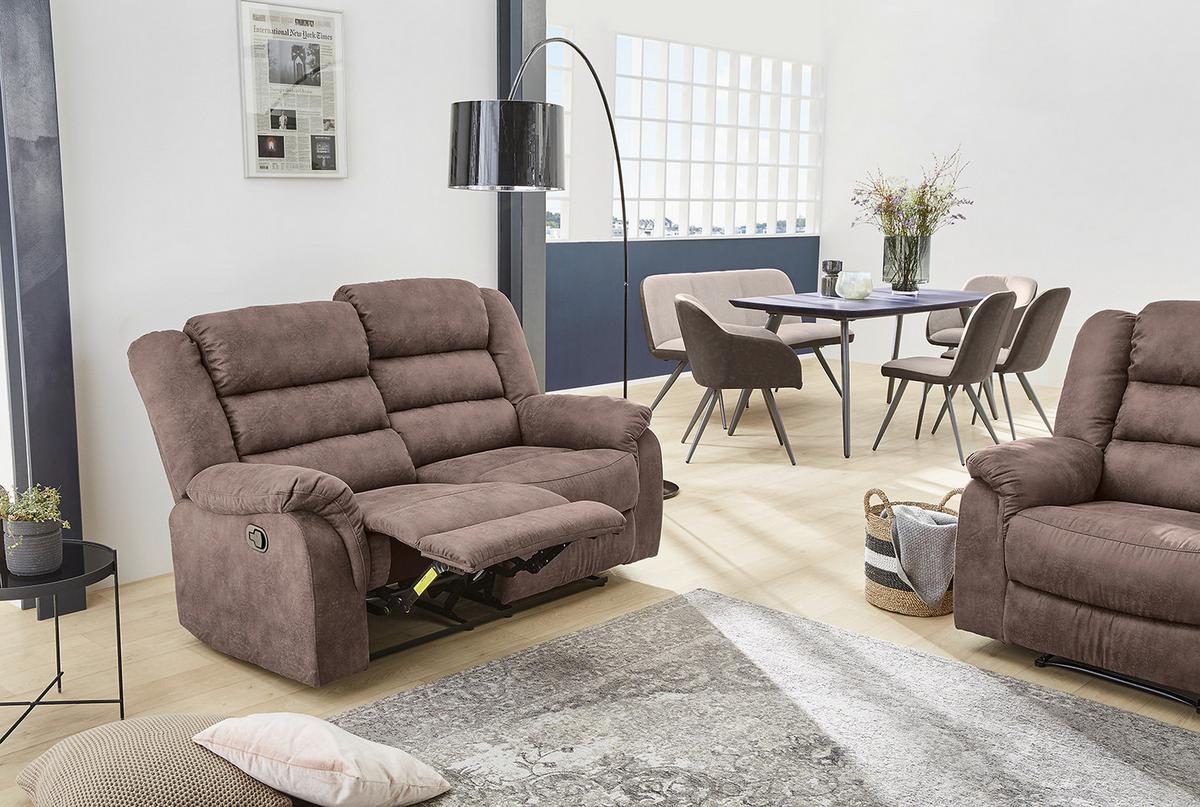 2-SITZER-RELAXSOFA Federkern, Liegefunktion verstellbar durch halbautomatische Relaxfunktion B153/T93/H103 cm, Mikrofaser Vintage Graubraun / 15133 - Graubraun/Schwarz, Textil (153/103/93cm) - luma-home