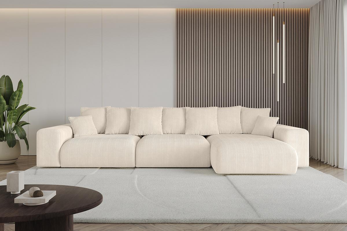 ECKSOFA Ottomane rechts ESKAR-L2 364x176x72 Taupe Cord - Taupe/Schwarz, Holzwerkstoff/Kunststoff (176/364cm) - ALTDECOR