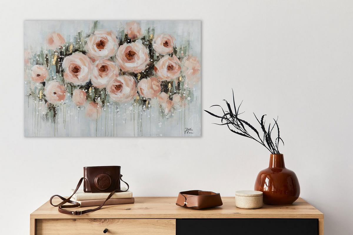 ACRYLBILD HANDGEMALT 90/60 cm - Beige/Grau, Holz/Textil (90/60cm) - KUNSTLOFT
