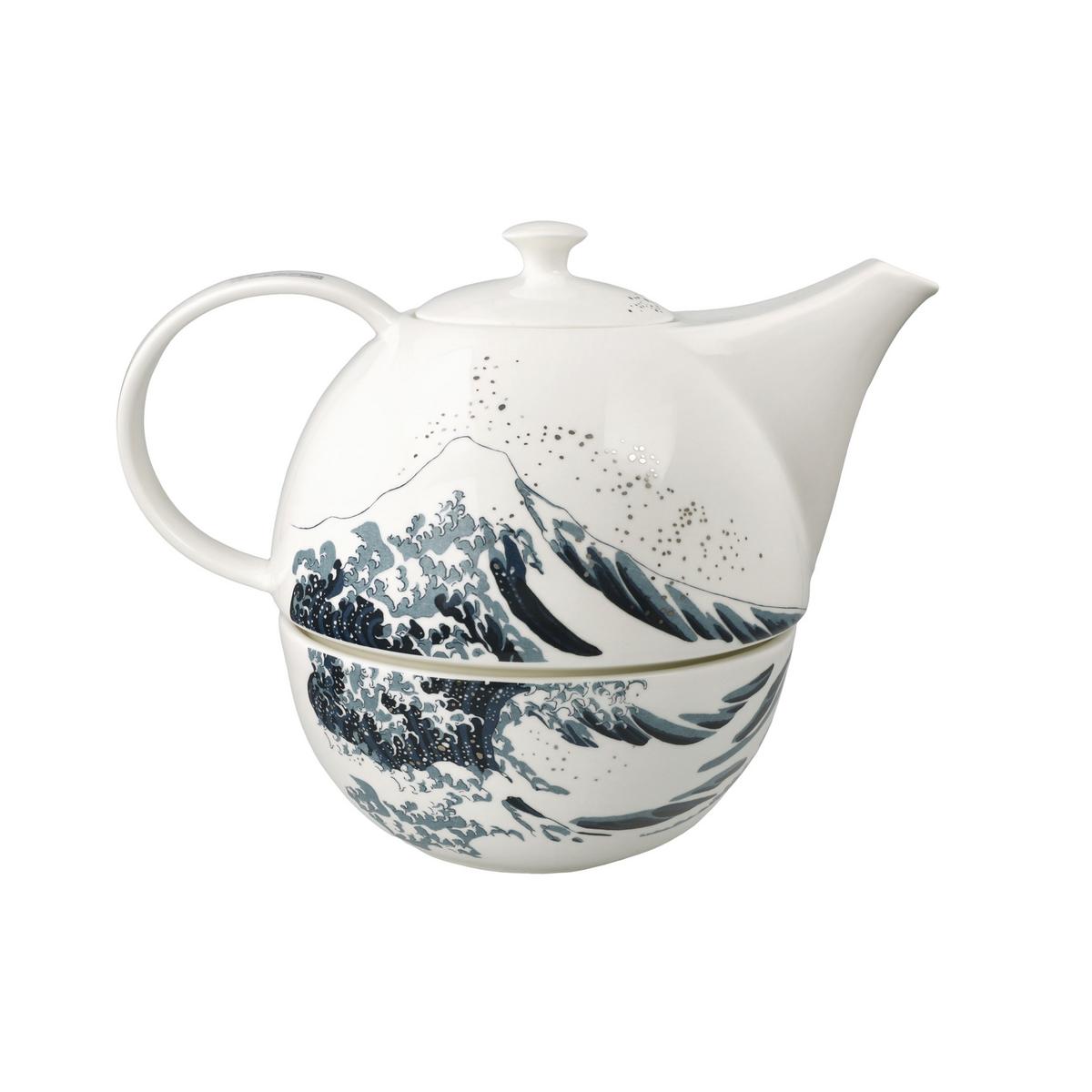 TEEKANNE MIT STÖVCHEN Katsushika Hokusai - Die große Welle bunt 1,2 l - Multicolor, Keramik (1.2L) - Goebel