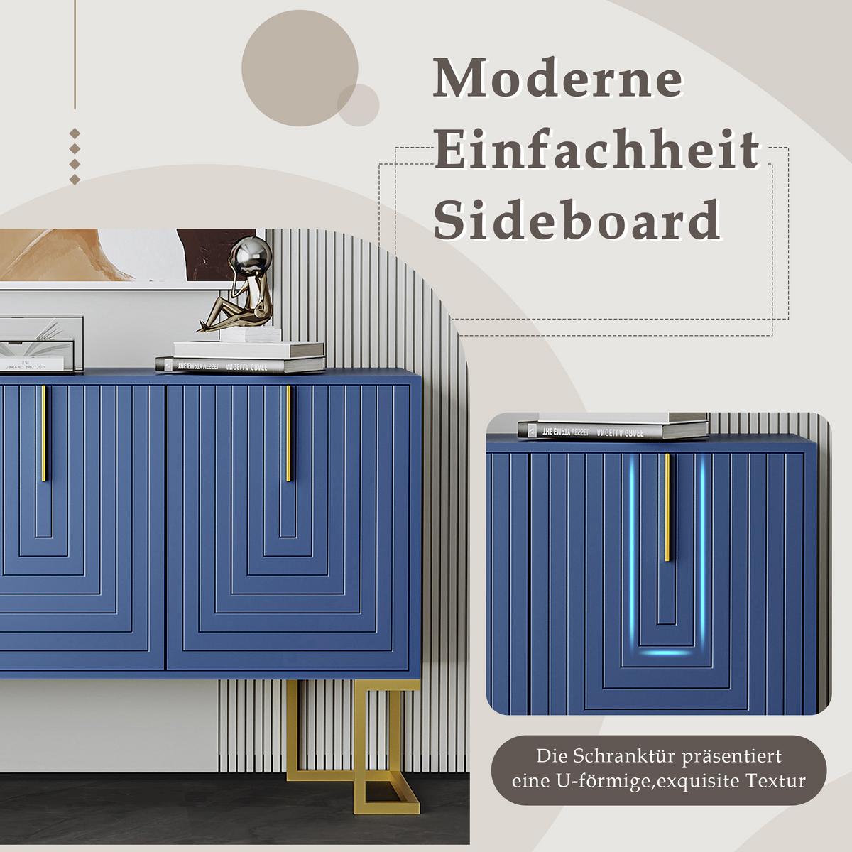 SIDEBOARD Blau 138/40/80,5CM - Blau, Holzwerkstoff/Metall (40/81/138cm) - Urban Meuble