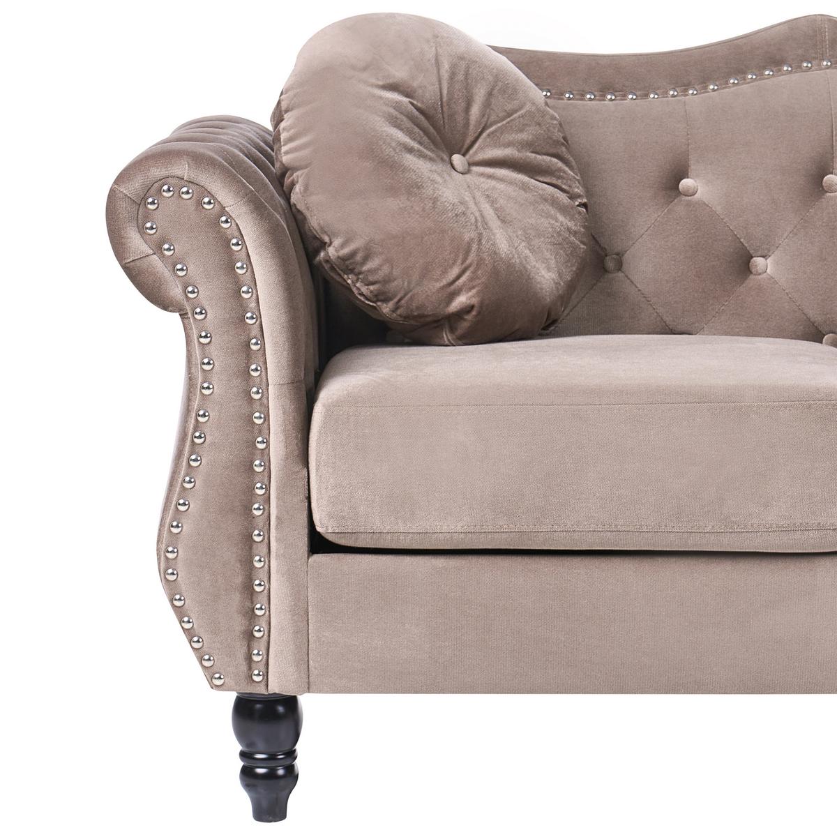 3-SITZER-SOFA Samtstoff Taupe Skien - Taupe, Textil (204/86/78cm) - Beliani