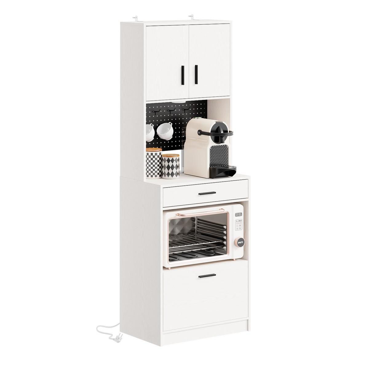 KÜCHENSCHRANK mit Gerätefach und Lochwand FSB98-E-WG - Ahornfarben/Schwarz, Holzwerkstoff/Fell (60/170/40cm) - SoBuy