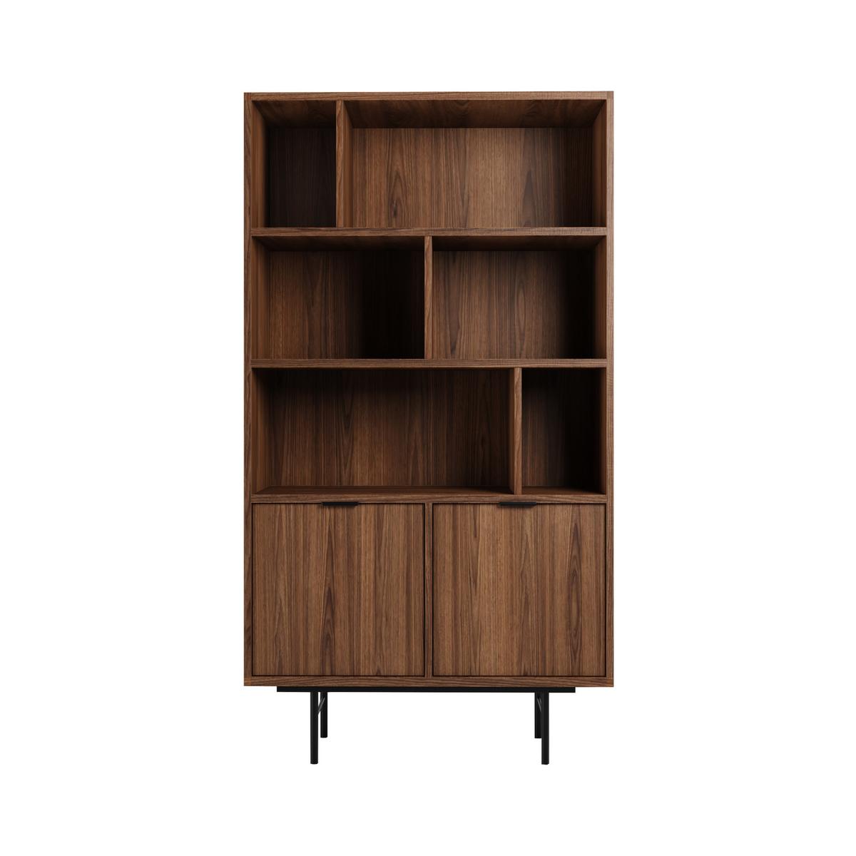 WOHNWAND Evron Kommode 150 cm TV-Board 150 cm Bücherregal 90 cm, Walnuss - Walnussfarben/Schwarz, Holzwerkstoff/Metall (150/90/40cm) - Beautysofa