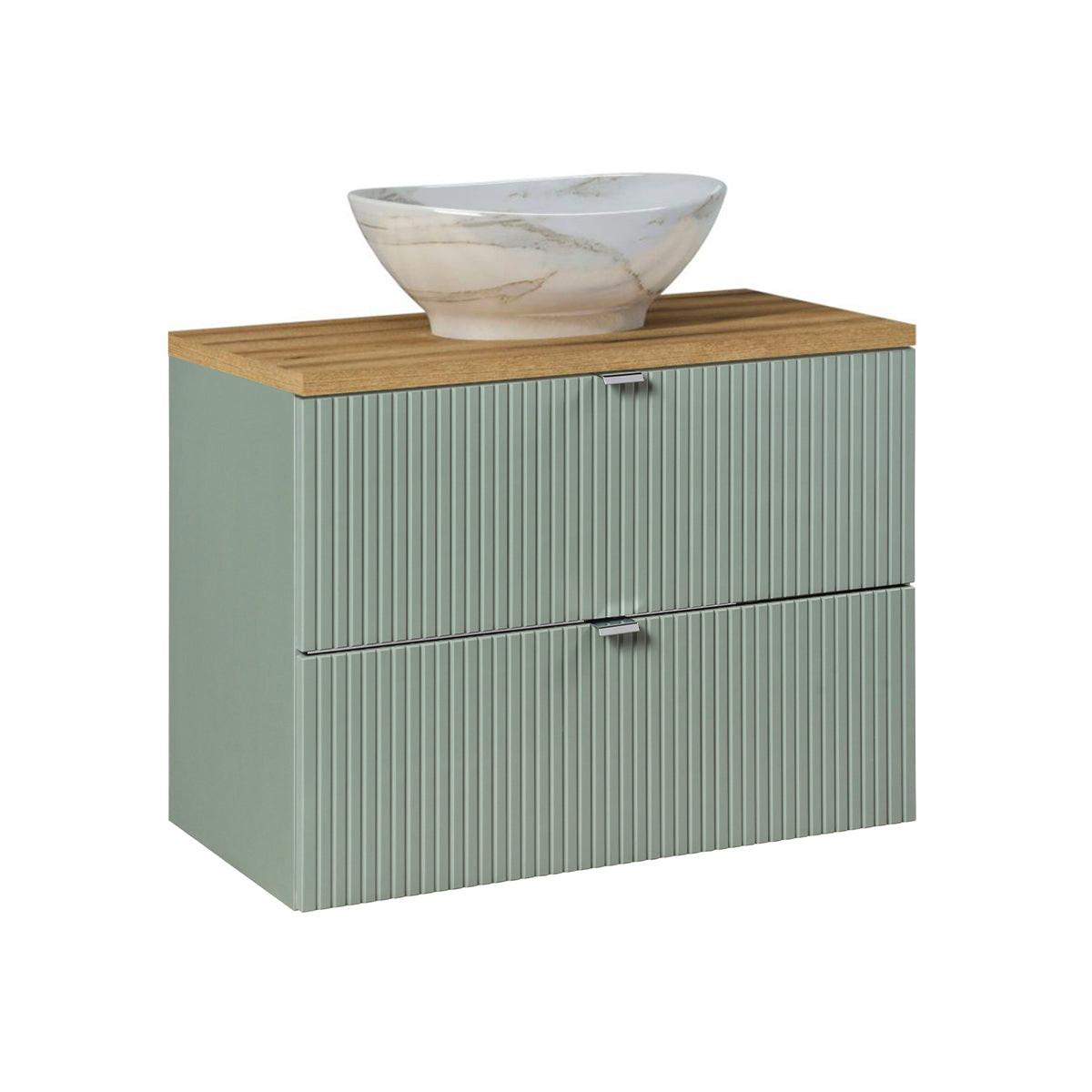 BADMÖBEL 80.4cm Jade 2er-Set Grün und Holz - Grün, Holzwerkstoff (80.4/59/40cm) - Petits-meubles