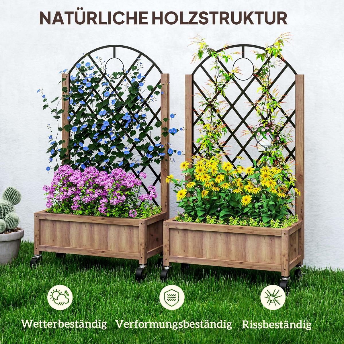 HOCHBEET 2er-Set - Braun, Holzwerkstoff (25/97/52cm) - Outsunny