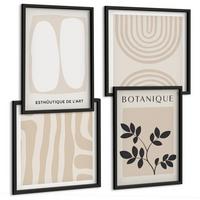 BILDER SET 4er Set - 50x50 cm & 40x60 cm Schwarzer Rahmen - Boho-Pflanzenposter - Schwarz, Kunststoff (50/50cm) - TULUP