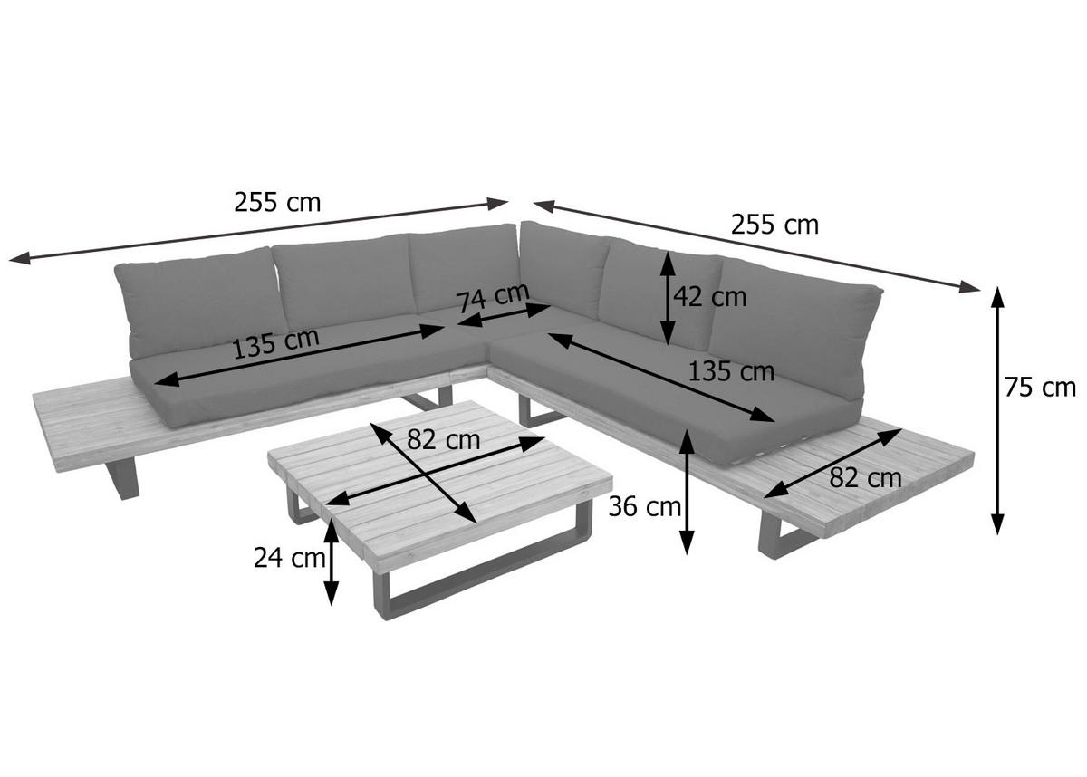 GARTEN-GARNITUR Schwarz, Braun, Cremeweiß - Schwarz/Braun, Holz - MCW