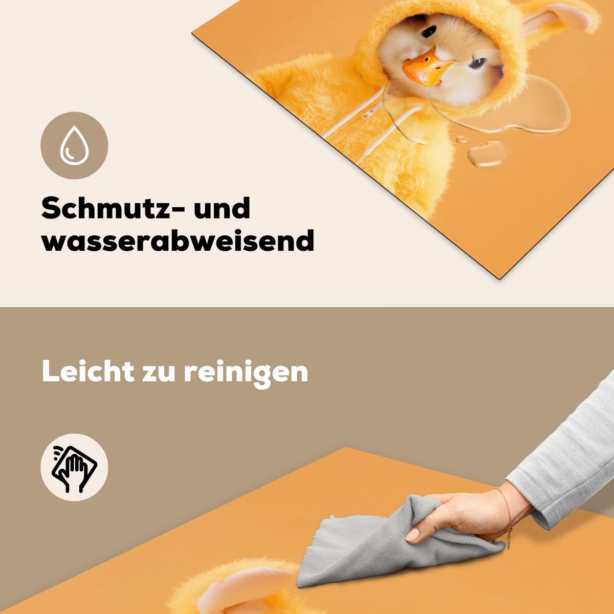 HERDABDECKPLATTE Osterhase - Kostüm - Ente Induktionsmatte 77x59 cm - Gelb, Kunststoff (77/59/0.2cm) - MuchoWow