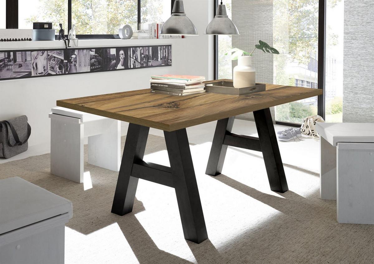 ESSZIMMERTISCH Elia 8 200 x 100 x 75 Esstisch Schwarzstahl/Plankeneiche - Dunkelgrau, Holz (200/100/75cm) - 58aufmkessel