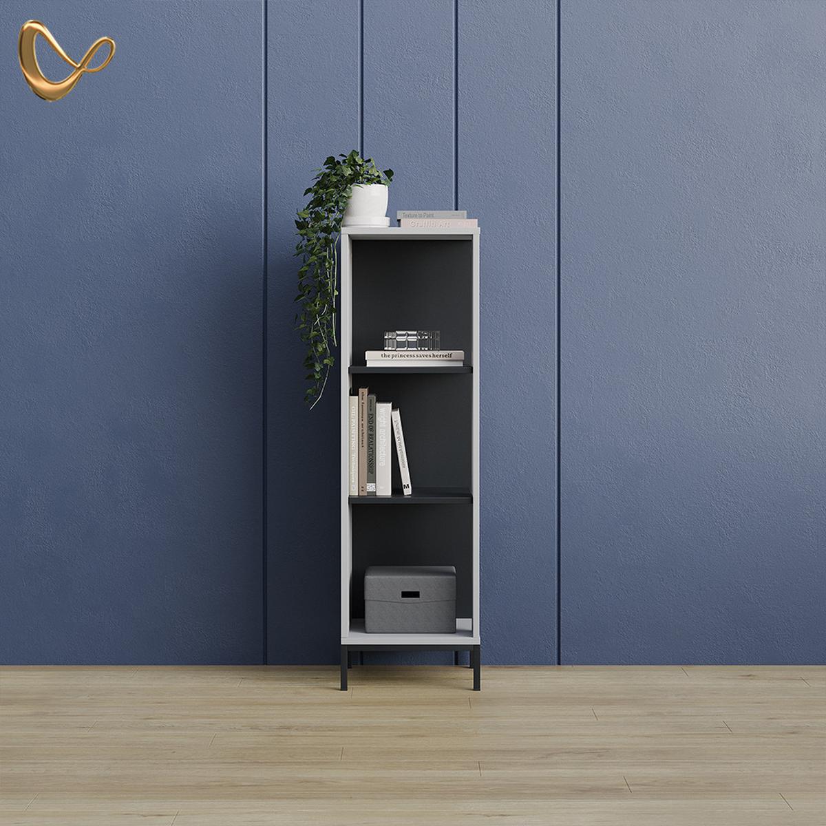 BÜCHERREGAL Aterno Grau mit 3 Fächern - Grau, Holzwerkstoff (36/120/36cm) - Livinity®
