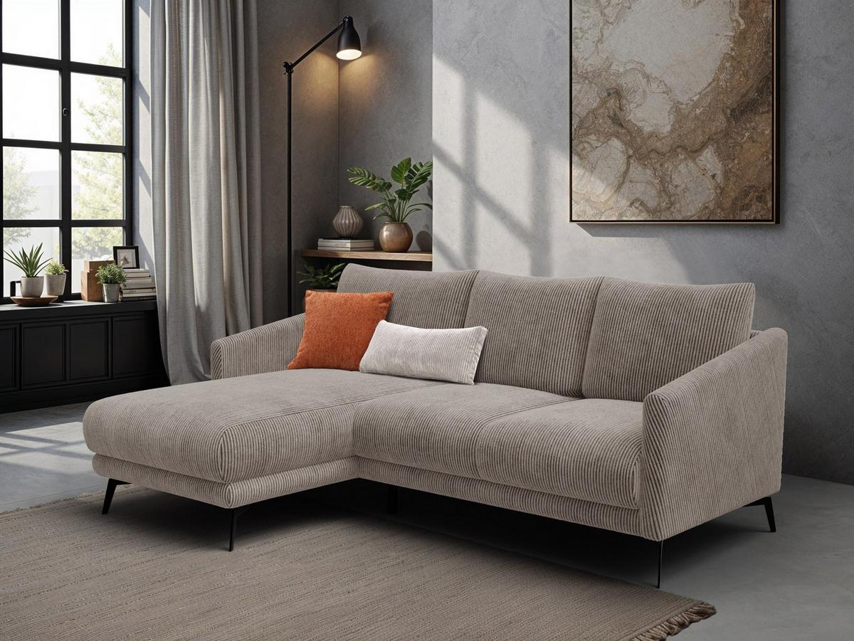 ECKSOFA VILT 3-Sitzer, taupe - Taupe/Schwarz, Holzwerkstoff/Textil (221/156cm) - Wozimo