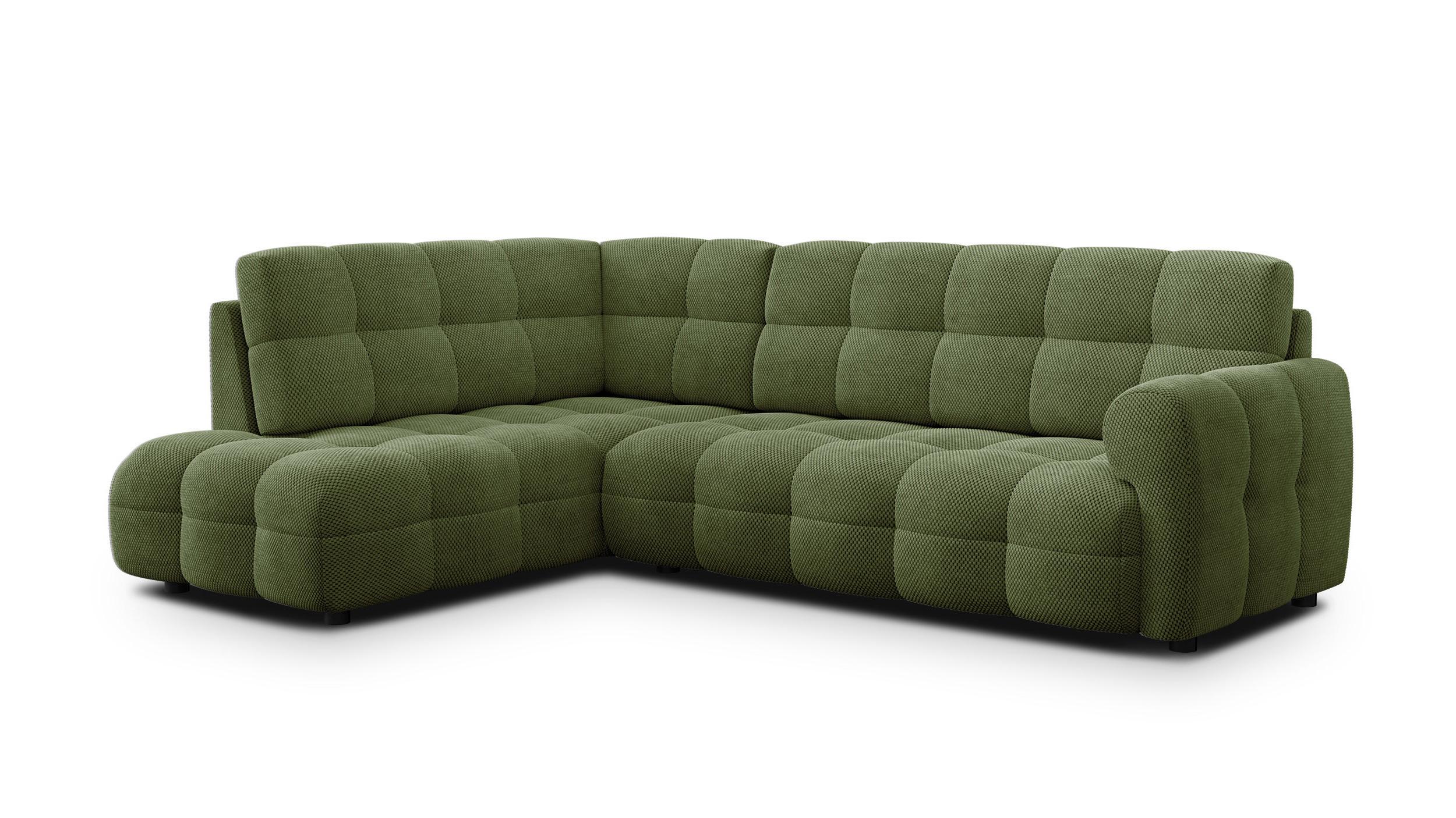 ECKSOFA MELLOW 5-Sitzer, olive - Schwarz/Grün, Holz/Textil (283/191cm) - Wozimo