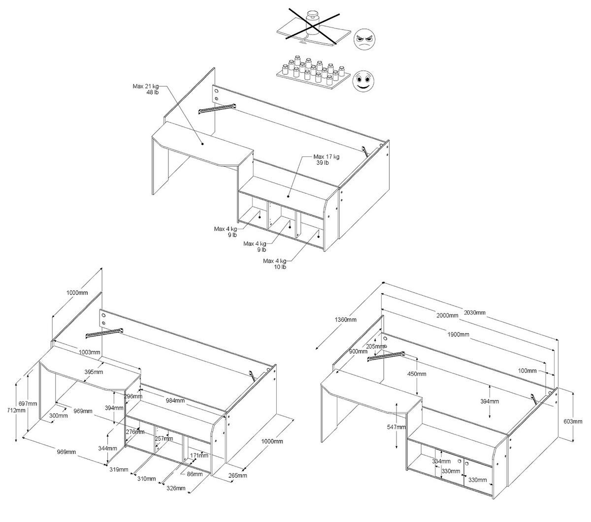 KINDERZIMMER Eiche, grün 2-teilig, Jugendzimmer-Set mit Stauraumbett und Kleiderschrank - Eichefarben/Silberfarben, Holzwerkstoff/Kunststoff (203/79/136cm) - Parisot Meuble