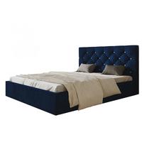 BETT 90x200 - Polsterbett mit Bettkasten und Metallrahmen - Elegant Betten - Glatter Kronos-Stoff - Kollektion Boston, Blau - Blau, Holz/Textil (90/200cm) - Alpi-Möbel